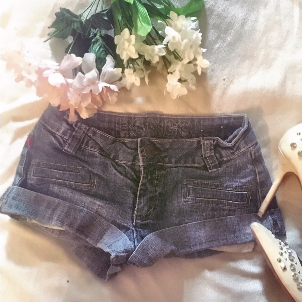 Denim cuffed shorts